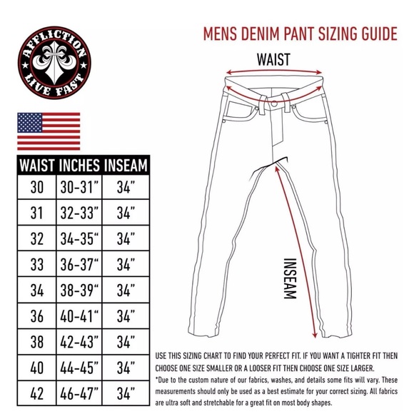 Affliction Men's Denim Jeans BLAKE FLEUR RINGO Biker Blue Embroidered - Picture 10 of 10